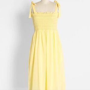 Yellow sundress with tie sleeves